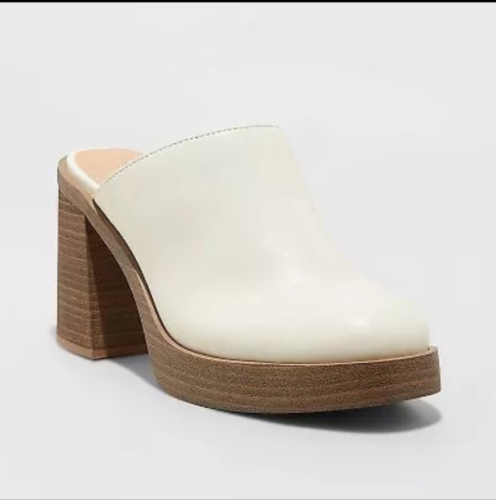 Universal Thread Tess Platform Mules Cream Size 10 NIB - Picture 2 of 6